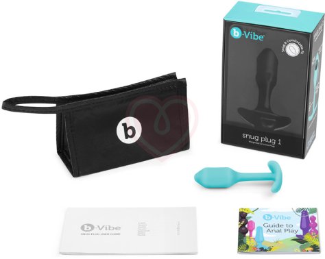 Утяжелённая анальная пробка для ношения b-Vibe Snug Plug 1 мини голубая фото 5