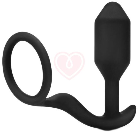 Утяжелённая анальная вибропробка с эрекционным кольцом b-Vibe Snug & Tug фото 2