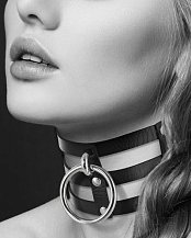 Широкий чокер с кольцом Bijoux Pour Toi чёрный