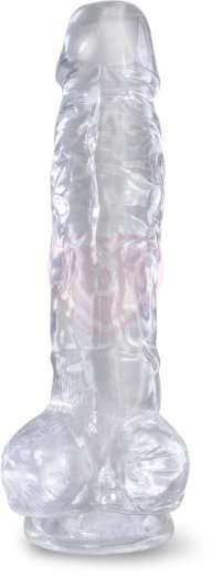 Гелевый фаллоимитатор с мошонкой King Cock Clear 16 см прозрачный фото 2
