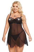 Воздушная сорочка и стринги SoftLine Carla чёрные