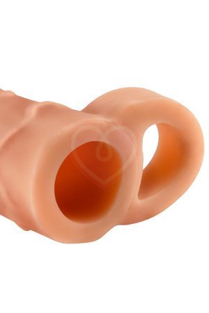 Насадка удлинитель с кольцом на мошонку Perfect Extension with Ball Strap 18 см телесная фото 3