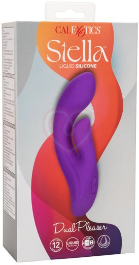 Вибратор с клиторальным кончиком Stella Liquid Silicone Dual Pleaser фиолетовый фото 6