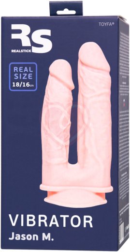 Вибратор для двойного проникновения на присоске RealStick Silicone Jason M телесный фото 8