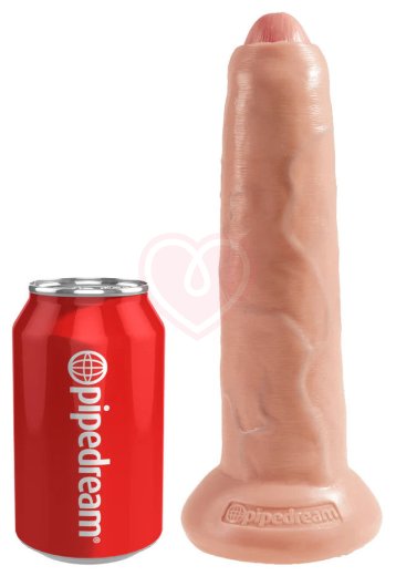 Фаллоимитатор King Cock Uncut с подвижной крайней плотью 23 см телесный фото 3