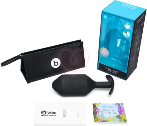 Утяжелённая анальная пробка для ношения b-Vibe Snug Plug 7 огромная чёрная фото 5