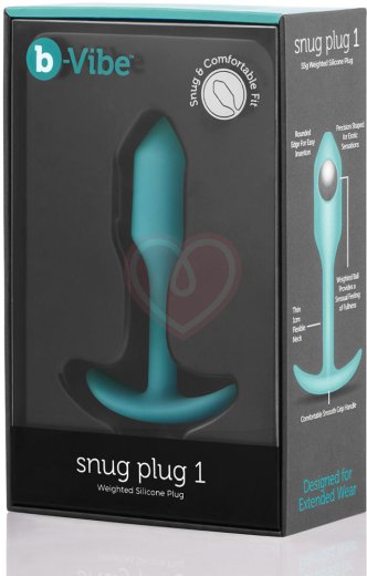 Утяжелённая анальная пробка для ношения b-Vibe Snug Plug 1 мини голубая фото 6