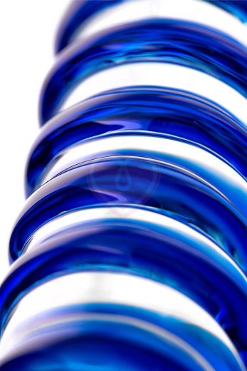 Двусторонний стеклянный фаллоимитатор Sexus Glass прозрачный с синим фото 3