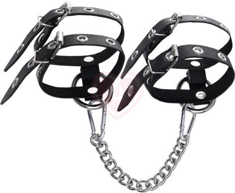 Оковы на ноги из двух ремешков с кольцом Pecado BDSM черные фото 2