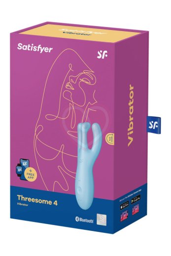Вибростимулятор Satisfyer Threesome 4 с тремя кончиками и приложением голубой фото 5