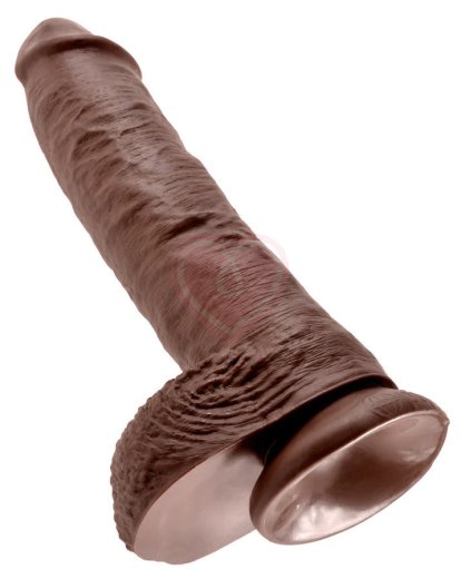Фаллоимитатор на присоске с мошонкой King Cock with Balls 25 см коричневый фото 3