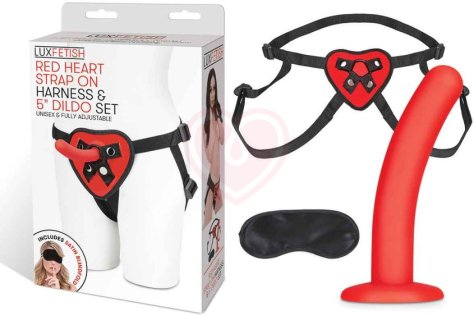 Страпон Lux Fetish Strap on Dildo Set красный фото 8
