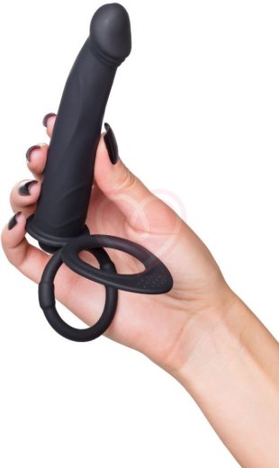 Насадка для двойного проникновения с вибропулей Toyfa Double Penetration Vibration чёрная фото 6