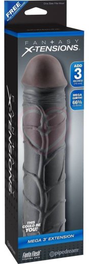 Удлиняющая и утолщающая насадка для пениса Mega Extension 23 см черная фото 4