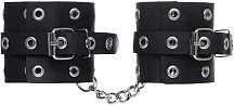 Кожаные наручники с люверсами Pecado BDSM черные