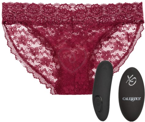 Вибратор для клитора с бордовыми трусиками и пультом Lace Panty Set L/XL фото 1