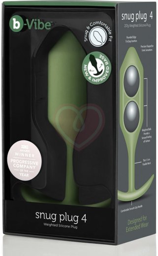 Утяжелённая анальная пробка для ношения b-Vibe Snug Plug 4 большая хаки фото 6