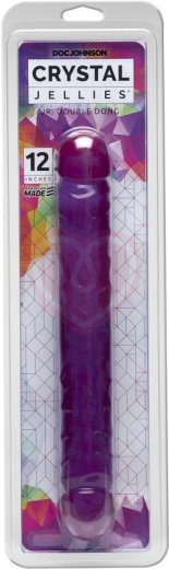 Двухсторонний фаллоимитатор Crystal Jellies 30 см фиолетовый фото 2