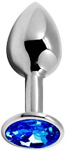 Анальная пробка Alive Mini Metal Butt Plug S с голубым кристаллом
