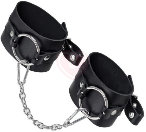 Оковы на ноги из толстой кожи с люверсами Pecado BDSM черные фото 3