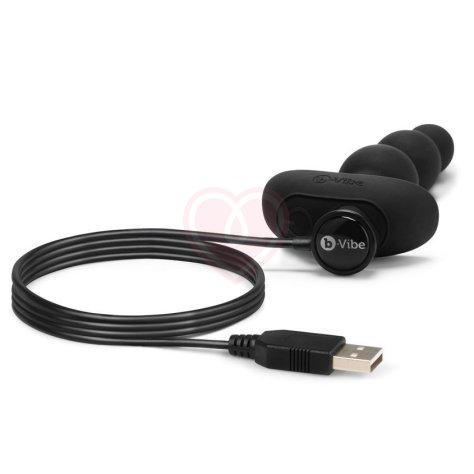 Анальные шарики с 2 моторчиками B-Vibe Triplet Anal Beads чёрные фото 3