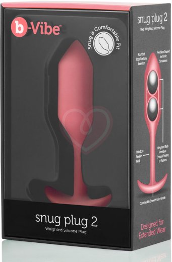Утяжелённая анальная пробка для ношения b-Vibe Snug Plug 2 малая коралловая фото 6