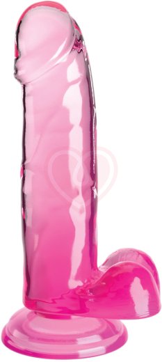 Гелевый фаллоимитатор с мошонкой King Cock Clear 15 см розовый фото 1