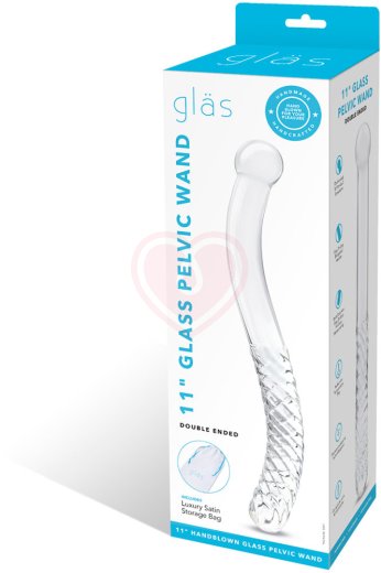 Стеклянный двусторонний фаллоимитатор Glass Pelvic Wand Double Ended прозрачный фото 2