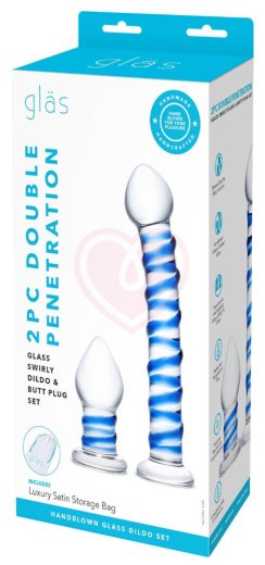 Набор из 2 стеклянных игрушек Glas Swirly Dildo & Butt Plug Set фото 5