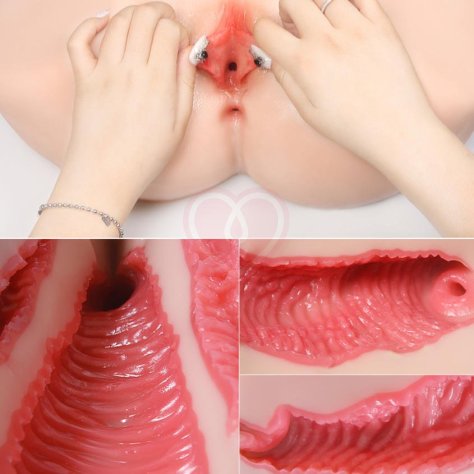 Мастурбатор-полуторс с вагиной и анусом Onahole Real Vagina с двойным слоем и вибрацией фото 4