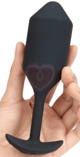 Утяжелённая анальная вибропробка b-Vibe Vibrating Snug Plug 4 большая чёрная фото 3