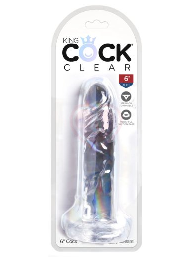 Гелевый фаллоимитатор King Cock Clear 18 см прозрачный фото 3
