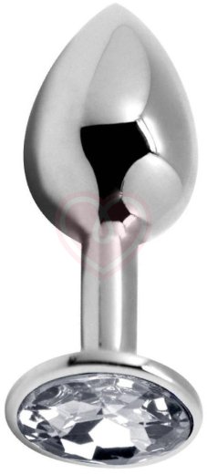 Анальная пробка Alive Mini Metal Butt Plug M с прозрачным кристаллом фото 1