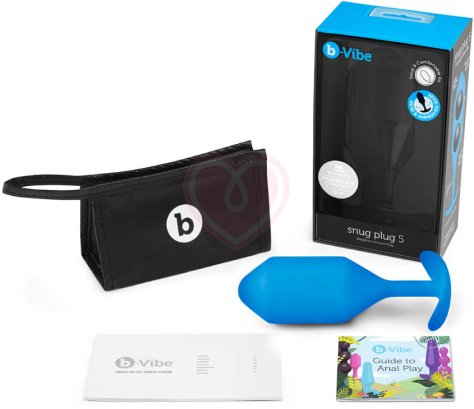 Утяжелённая анальная пробка для ношения b-Vibe Snug Plug 5 большая синяя фото 5