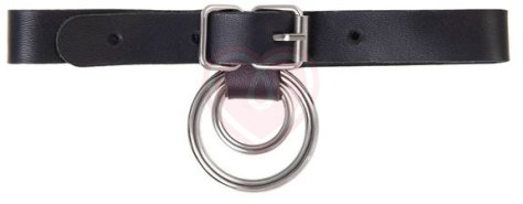 Чокер с двумя кольцами Pecado BDSM черный фото 2