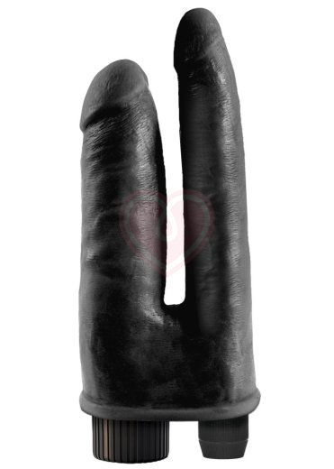 Вибратор реалистик на присоске двойной King Cock Double Penetrator чёрный фото 1