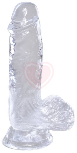 Небольшой фаллоимитатор с мошонкой на присоске King Cock Clear 11 см прозрачный фото 1