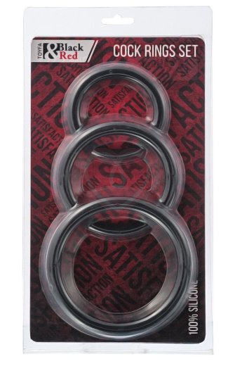Набор эрекционных колец ToyFa Black&Red чёрный фото 2