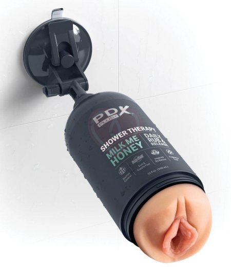 Мастурбатор вагина в бутылке геля Shower Therapy Milk Me Honey Light телесная фото 4
