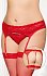 Пояс для чулок и стринги кружевные SoftLine Plus size красные фото 1