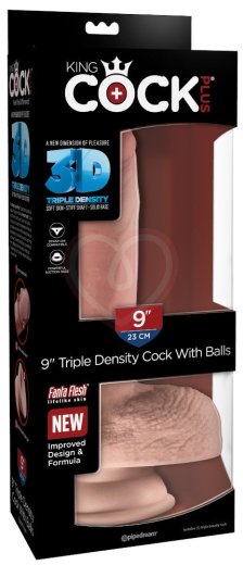 Фаллоимитатор с мошонкой на присоске King Cock Triple Density 18 см телесный фото 5