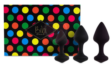 Набор из 3 анальных пробок Bibi Butt Plug Set чёрный фото 3