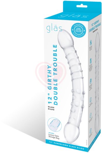 Стеклянный двусторонний фаллоимитатор Girthy Double Trouble Glass прозрачный фото 3