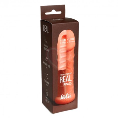 Насадка-удлинитель члена с двухсторонним рельефом Real Extra Sense Rings фото 3