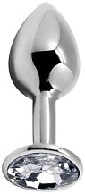 Анальная пробка Alive Mini Metal Butt Plug S с прозрачным кристаллом