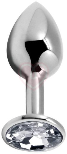 Анальная пробка Alive Mini Metal Butt Plug S с прозрачным кристаллом фото 1