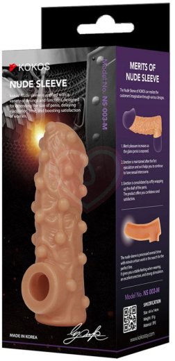 Насадка с открытой головкой и бугорками Kokos Nude Sleeve NS003-M фото 5