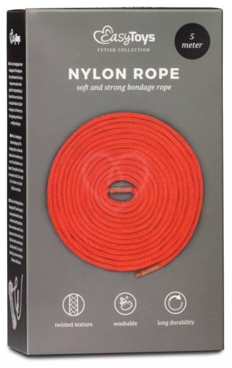 Нейлоновая верёвка Black Bondage Rope 5 м красная фото 2