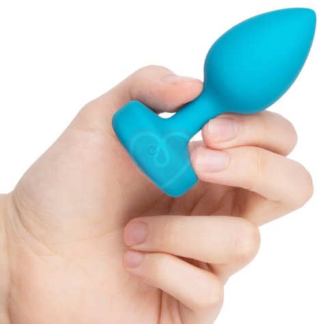 Маленькая вибропробка b-Vibe Vibrating Jewel Plug с кристаллом и пультом бирюзовая фото 5
