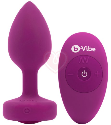 Маленькая вибропробка b-Vibe Vibrating Jewel Plug с кристаллом и пультом розовая фото 2